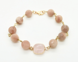 Sunstone  & Rose Quartz | Gipsy Ibiza armband