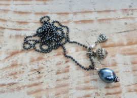 Black pearl & Buddha necklace | Ibiza ketting