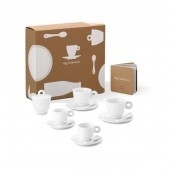 Illy Collection-kop en schotels lepels en suikerpot