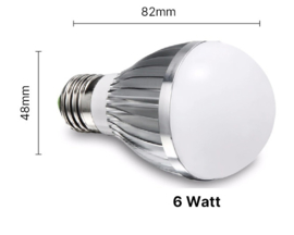 LED 12V kogellampje 3W of 6W E27 fitting 2 stuks