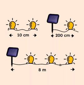 Solar lichtsnoer met 60 warmwitte LED-lampjes