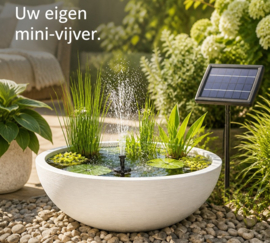 Minivijver zonne-energie natuursteen look White Sand 60