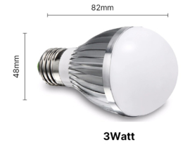 LED 12V kogellampje 3W of 6W E27 fitting 2 stuks