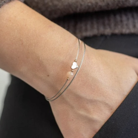 Armband  met edelsteen en hartje Rosé zilver