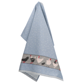 Theedoek & Handdoek set Kippen blauw/grijs