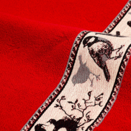 Theedoek & Handdoek set Birds Red