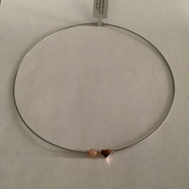 Ketting met edelsteen en hartje Rosé zilver
