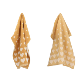 Theedoek & Handdoek Hearts Geel