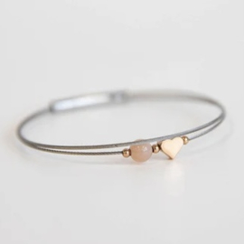 Armband  met edelsteen en hartje Rosé zilver