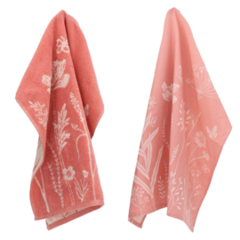 Theedoek & Handdoek Wild Flowers pink