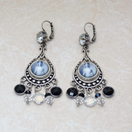 Oorbellen Mata Hari zwart/crystal