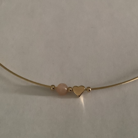 Ketting met edelsteen en hartje Goud