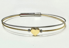 Thinking of You armband goud/zilver, goud hartje