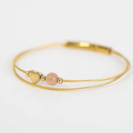 Armband met edelsteen en hartje goud