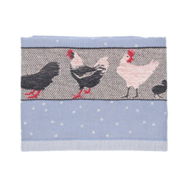 Theedoek & Handdoek set Kippen blauw/grijs