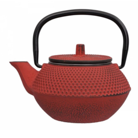 Teaclassix Arare gietijzeren theepot Japans rood met onderzetter