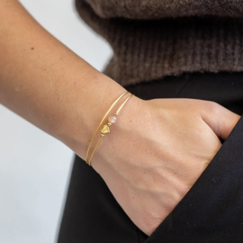 Armband met edelsteen en hartje goud