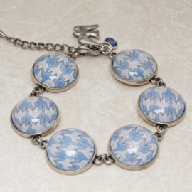 Armband Cabochon Escher blauwe vogels