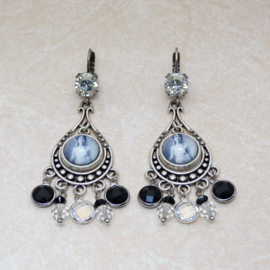 Oorbellen Mata Hari zwart/crystal
