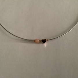 Ketting met edelsteen en hartje Rosé zilver