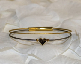 Thinking of You armband goud/zilver, goud hartje