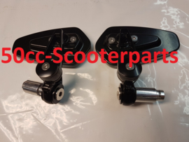 Spiegels zwart CNC Spiegelset scooter en motor universeel 123426