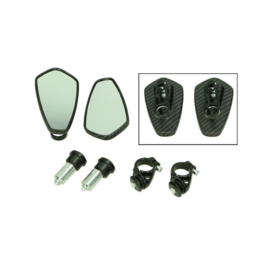 Spiegelset stuurbevestiging ovaal bar end CNC carbon gts sprint, zip 124461