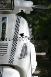 Sticker Vespa voorscherm striping checkerflag lx S lxv  zwart / wit 41749