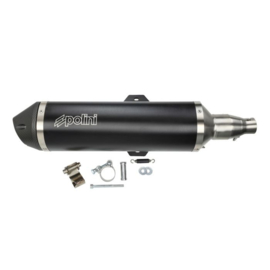 Uitlaat polini euro-4 racing RVS piaggio zwart mp3 500cc 190.0065