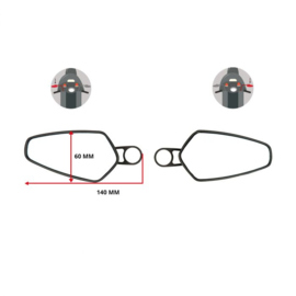 Spiegelset stuurbevestiging ovaal bar end CNC carbon gts sprint, zip 124461
