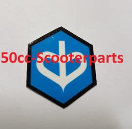 Sticker logo voorscherm zeskant Piaggio zip2000 blauw wit zwart 37036