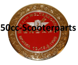 Sticker zundapp logo rond zundapp monza rood/ goud z517-12.127/ r 10010037