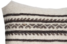 Vintage kelim kussen 45x45 natural white off-white stripe brown