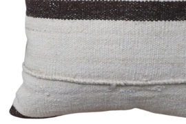 Vintage kelim kussen 50x50 natural white off-white stripe brown