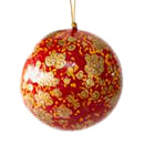 Kerstbal handgeschilderd red & gold clover leaf