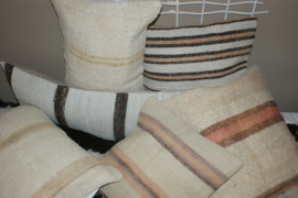 Vintage kelim kussen 60x40 natural stripe brown mocha