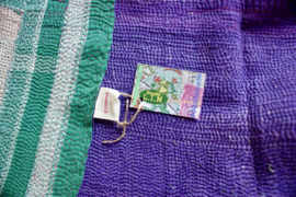 Vintage Kantha Quilt Purple green