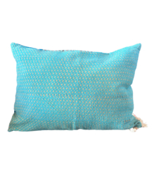 Vintage Kantha kussen 50x70  aqua