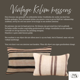 Vintage kelim kussen 60x40 cm  dark brown offwhite