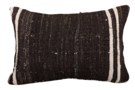 Vintage kelim kussen 60x40 cm  dark brown offwhite