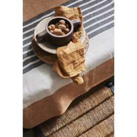 Visgraat Tafelkleed Linnen & Katoen | Beige, Zwart & Roestbruin 150x250 cm