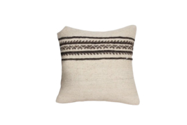 Vintage kelim kussen 45x45 natural white off-white stripe brown