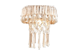 XXL Macramé Hanglamp – handgeknoopt ecru met tassels