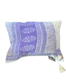 Vintage Kantha kussen 50x70 Lila wit