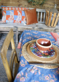 Vintage Kantha kussen 50x70 blue orange
