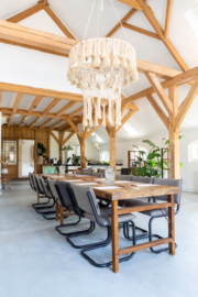 XXL Macramé Hanglamp – handgeknoopt ecru met tassels