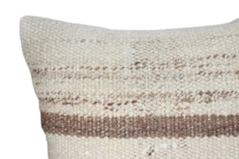 Vintage kelim kussen 45x45 natural white off-white stripe brown mocha VERKOCHT
