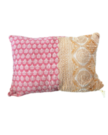 Vintage Kantha kussen 50x70 pink orange