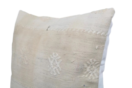 Vintage kelim kussen 50x50 natural white off-white