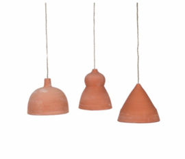 Terra cotta hanglamp Triangle incl. linnen pendel